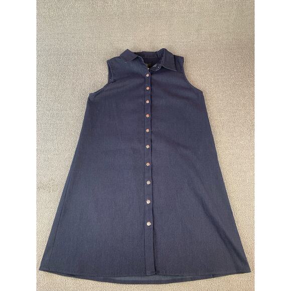 Pure Amici Dresses & Skirts - NWT Pure Amici Denim Dress Sleeveless Full Button Shirt Dress Blue Size Medium